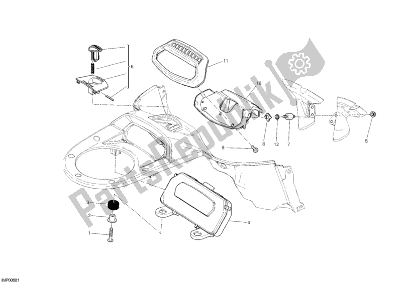 All parts for the Instrument Panel of the Ducati Diavel USA 1200 2012